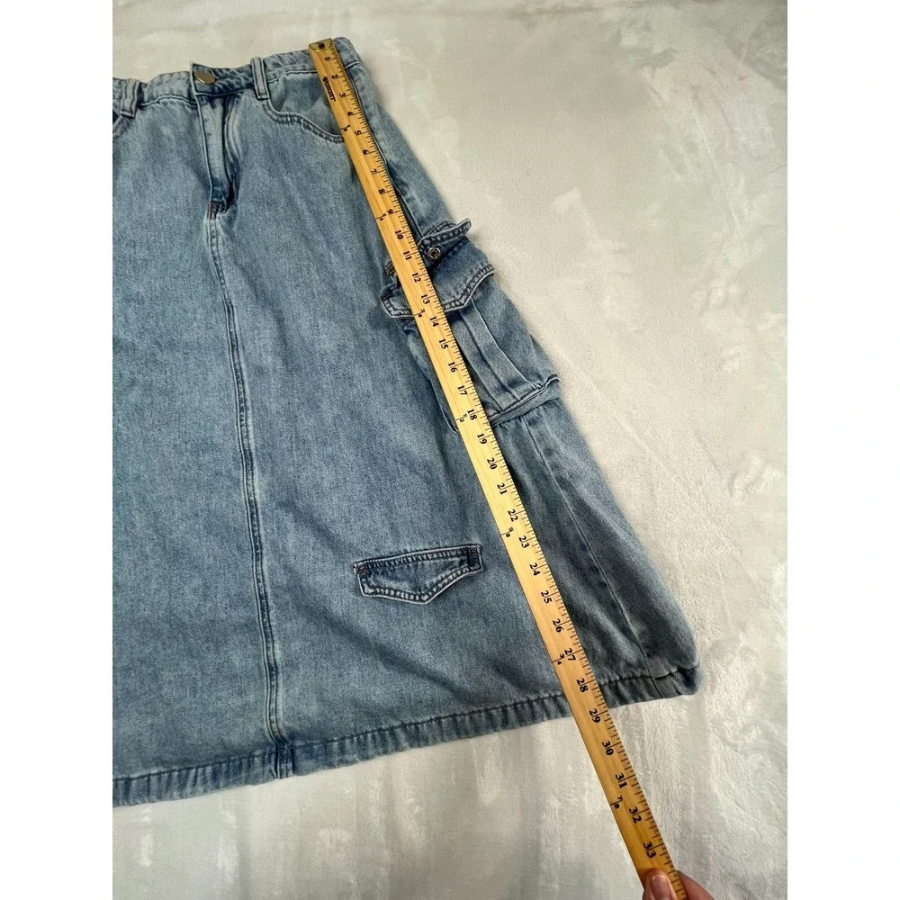 Denim‎ A-Line Skirt Womens 26 Waist Cargo Pockets Heart Buttons - Picture 5 of 6